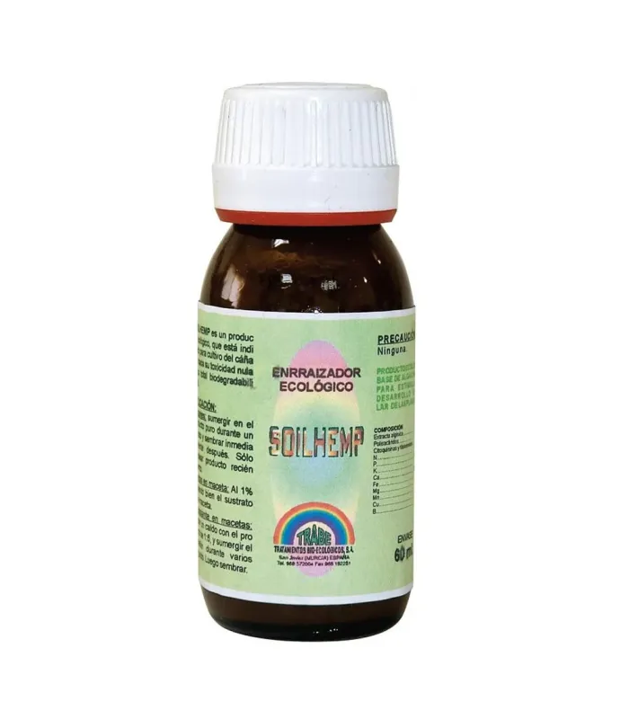 Flacon Soilhemp Trabe cu etichetă verde și capac alb