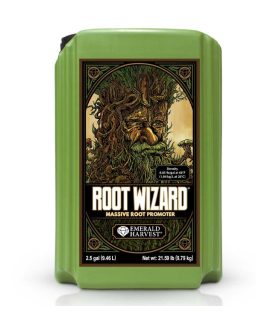 Canistră verde dreptunghiulară Root Wizard Emerald Harvest cu etichetă ilustrată