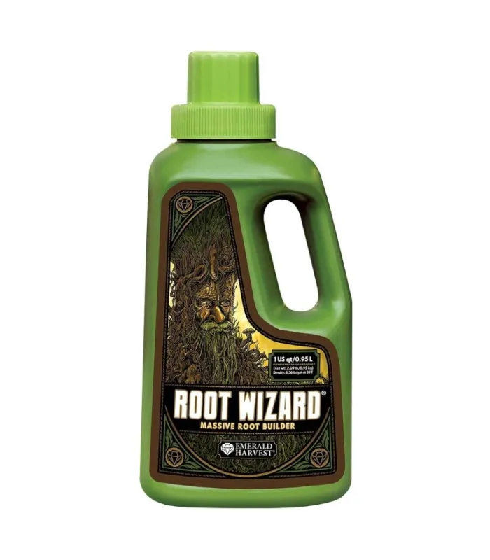 Botella verde Root Wizard Emerald Harvest con asa lateral y tapón verde