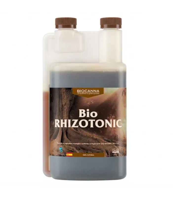 Botella dosificadora de Bio RHIZOTONIC BIOCANNA con dos tapones marrones