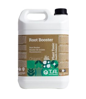 Garrafa blanca Root Booster Terra Aquatica con asa y tapón negro