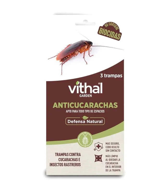 Defensa natural trampa cucarachas (3 trampas) Vithal Garden | Trampa para cucarachas