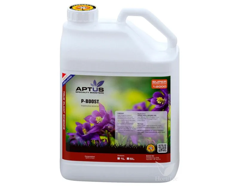 P-Boost de Aptus Holland, suplemento de fósforo y aminoácidos para la fase de formación de cogollos.