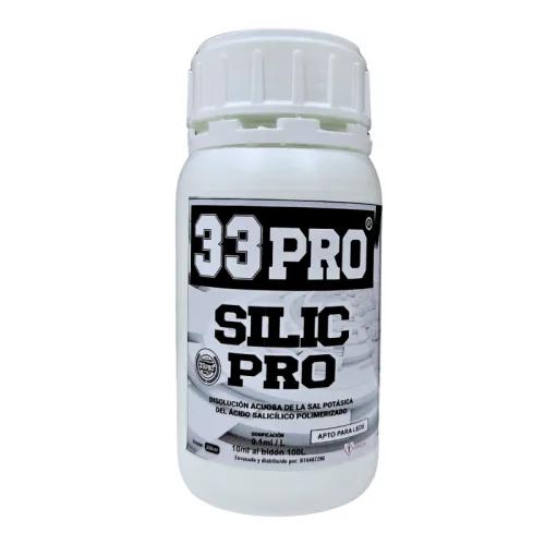 Silic PRO de 33Pro, suplemento de silicio para fortalecer la estructura celular y la resistencia de las plantas.