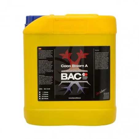 Garrafa de 5 litros de BAC Organic Coco Bloom para cultivo biológico en coco.