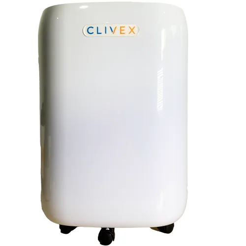 Unidad de deshumidificación Clivex HomeDry con panel de control digital y depósito de gran capacidad.